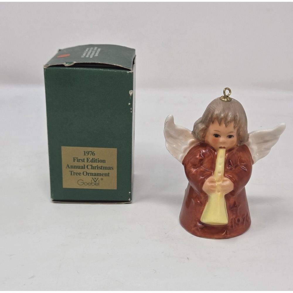 Goebel 1976 First Edition Christmas Angel Bell Ornament Trumpet W Germany Box